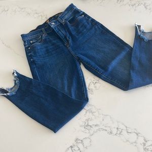 7 for all Mankind, the High Waist Ankle skinny Jean, size 29.  Shark bit hem.